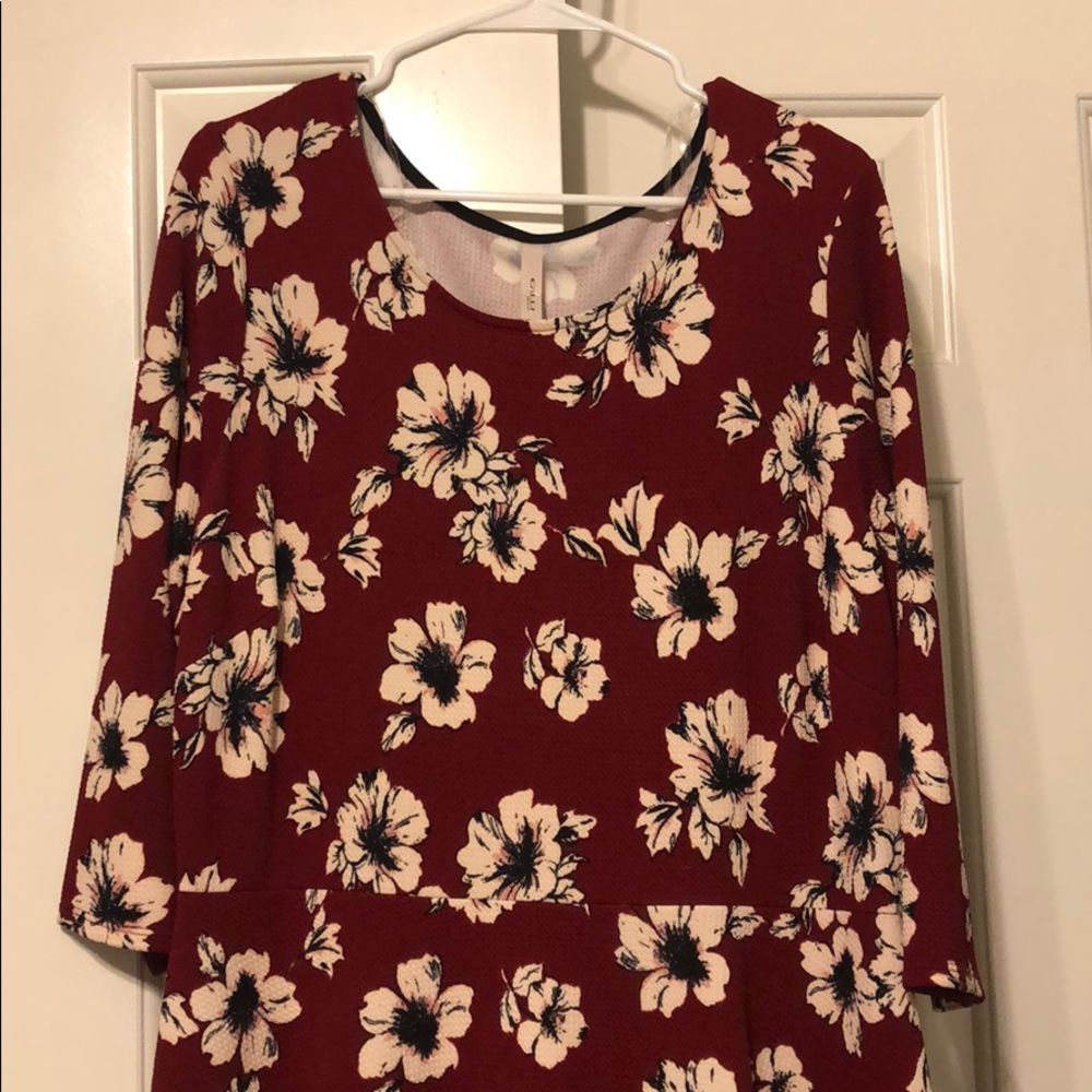 Plum Fit and Flare Colorblock Dress